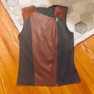 SOLD Michael Stars Leather-Front Zip-up Vest Small